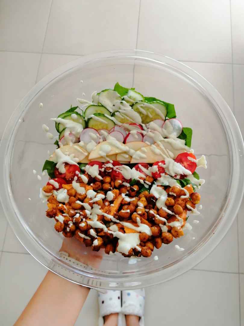 Crispy Sweet Potato Salad with Creamy Cashew Dressing